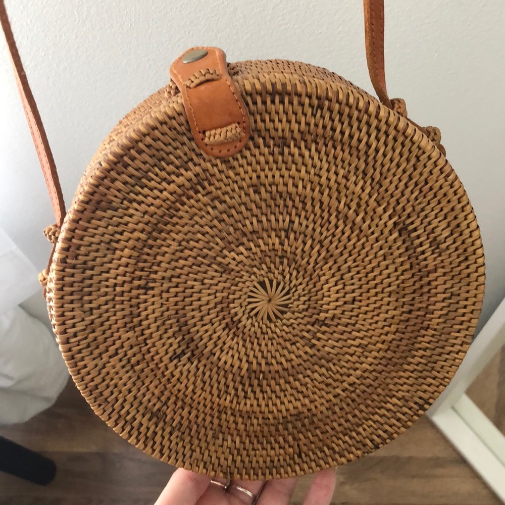 Handwoven Round Rattan Bag by Straw Studios